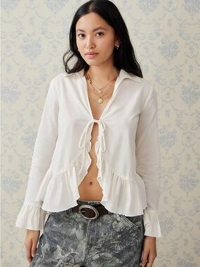Kimchi Blue Ally Tie Up Flowy Blouse